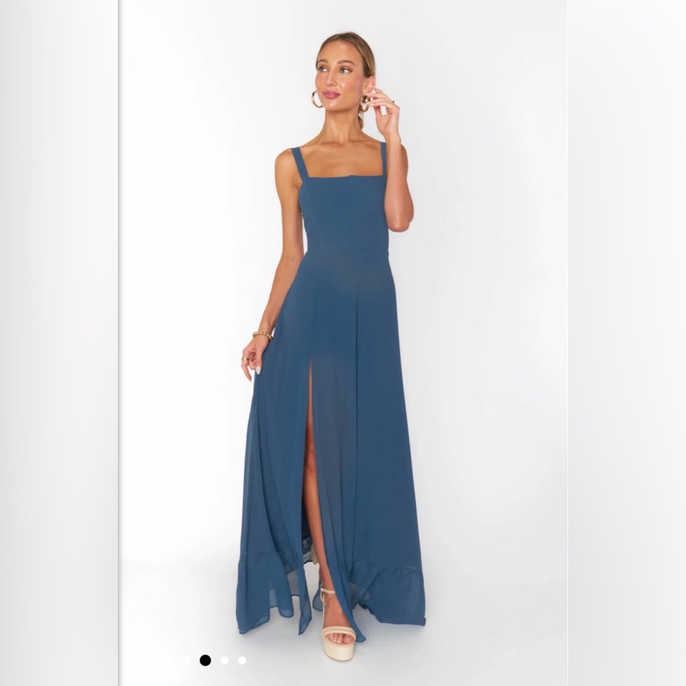 Clarissa Corset Dress Slate Blue Chiffon - Show Me Your MuMu